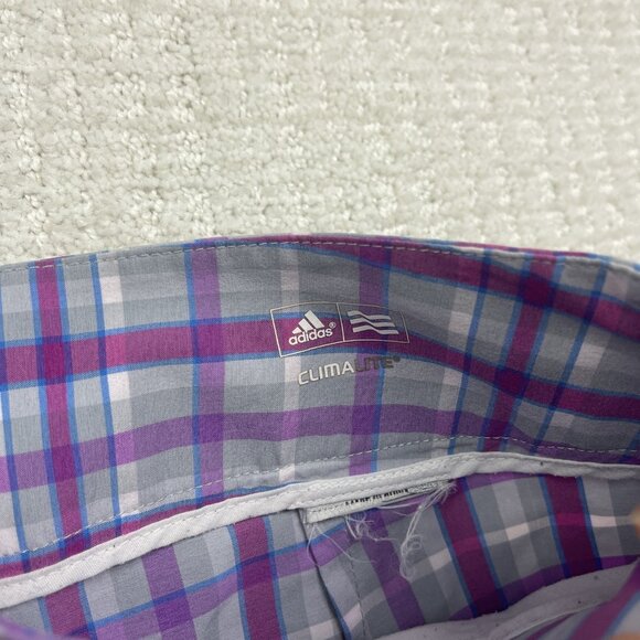 Adidas Capri Pants Womens Plaid Mid Rise Climalite Golf Athletic Casual Read - Picture 6 of 13